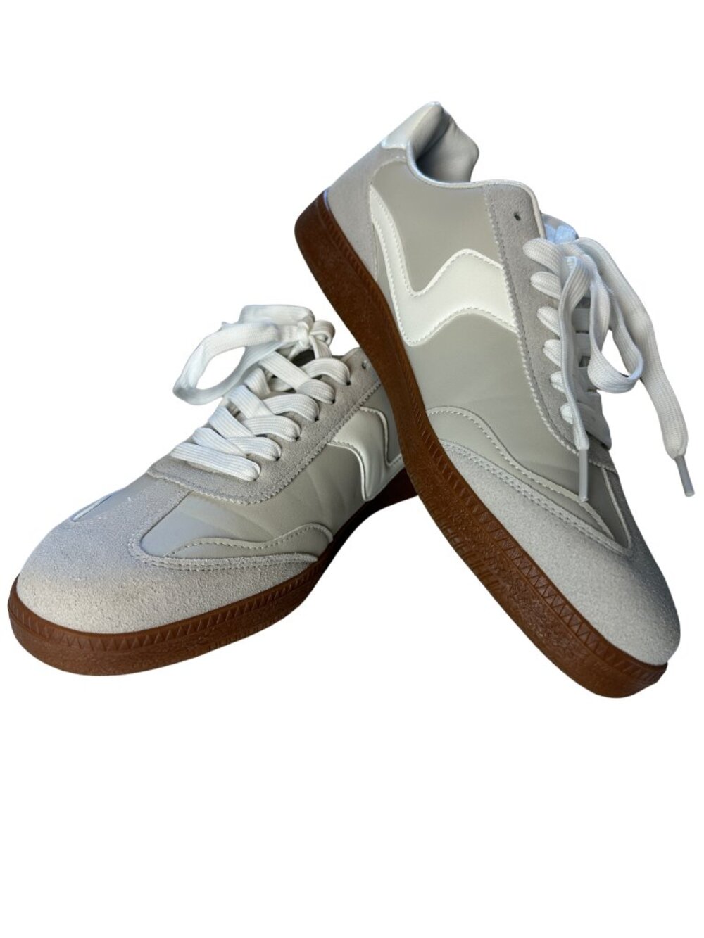 Tigeridea Low-Top Sneakers in Light Gray, White and Brown Gum